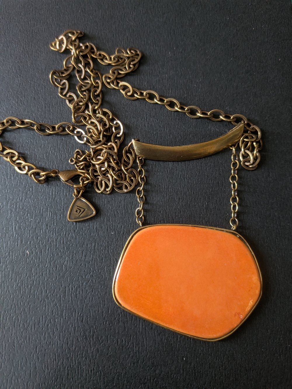 🌅 Silpada "Sunset Boulevard" Orange Howlite & Brass Pendant Necklace
